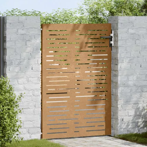  négyszögmintás corten acél kerti kapu 85 x 150 cm