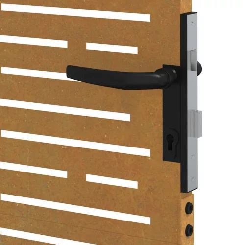  négyszögmintás corten acél kerti kapu 85 x 150 cm