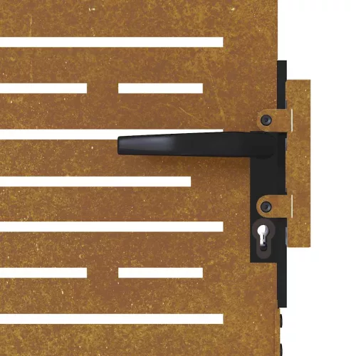  négyszögmintás corten acél kerti kapu 85 x 200 cm