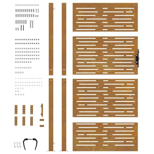  Corten acél kerti kapu 100x200 cm, négyzet alakú kivitelben