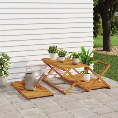  3 szintes barna tömör akácfa összecsukható polc 70 x 31 x 63 cm