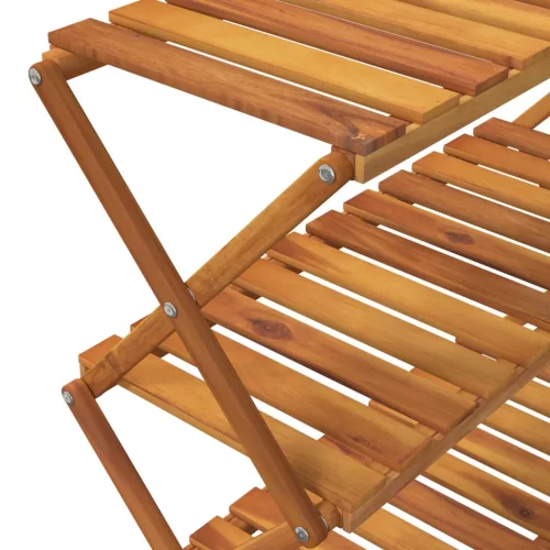  3 szintes barna tömör akácfa összecsukható polc 70 x 31 x 63 cm