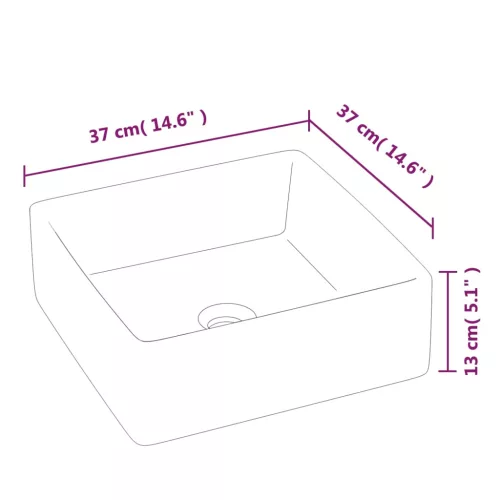  fehér négyzet alakú kerámia mosdókagyló 37x37x13 cm