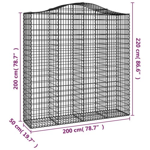  íves horganyzott vas gabion kosár 200x50x200/220 cm