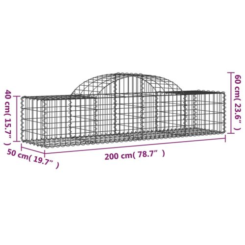  íves horganyzott vas gabion kosár 200x50x40/60 cm
