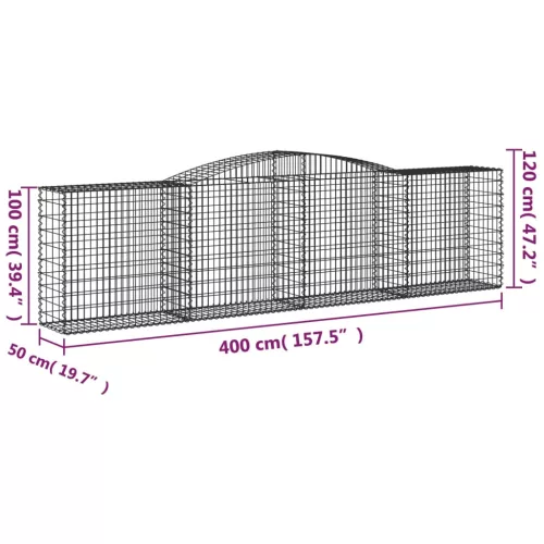  íves horganyzott vas gabion kosár 400x50x100/120 cm