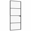  fekete edzett üveg és alumínium vékony beltéri ajtó 83x201,5 cm