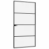  fekete edzett üveg és alumínium vékony beltéri ajtó 102x201,5cm