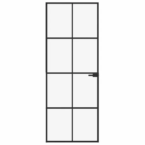  fekete edzett üveg és alumínium vékony beltéri ajtó 76x201,5 cm