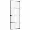  fekete edzett üveg és alumínium vékony beltéri ajtó 76x201,5 cm