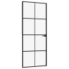  fekete edzett üveg és alumínium vékony beltéri ajtó 83x201,5 cm