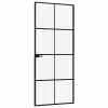  fekete edzett üveg és alumínium vékony beltéri ajtó 83x201,5 cm