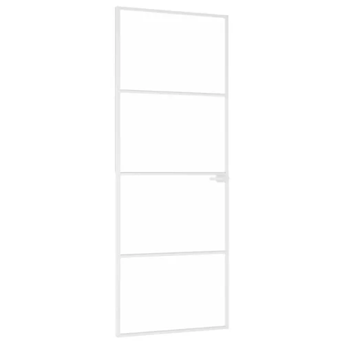  fehér edzett üveg és alumínium vékony beltéri ajtó 76x201,5 cm