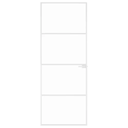  fehér edzett üveg és alumínium vékony beltéri ajtó 76x201,5 cm