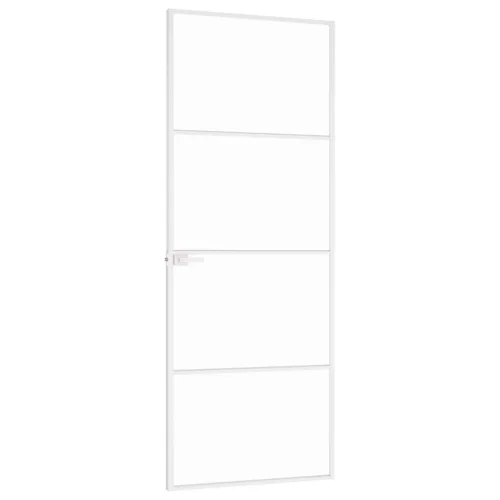  fehér edzett üveg és alumínium vékony beltéri ajtó 76x201,5 cm