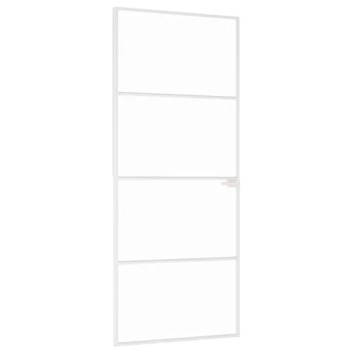  fehér edzett üveg és alumínium vékony beltéri ajtó 83x201,5 cm