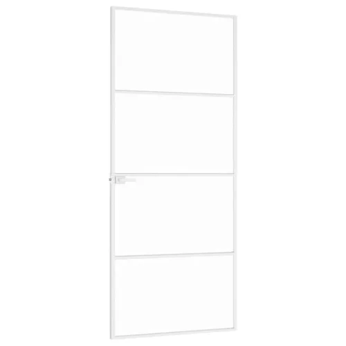  fehér edzett üveg és alumínium vékony beltéri ajtó 83x201,5 cm
