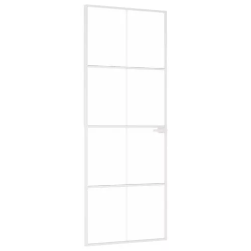  fehér edzett üveg és alumínium vékony beltéri ajtó 76x201,5 cm