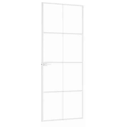  fehér edzett üveg és alumínium vékony beltéri ajtó 76x201,5 cm