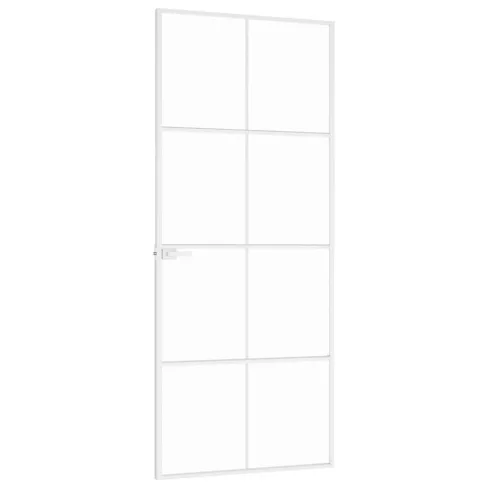  fehér edzett üveg és alumínium vékony beltéri ajtó 83x201,5 cm