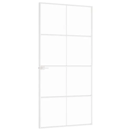  fehér edzett üveg és alumínium vékony beltéri ajtó 93x201,5 cm