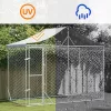  ezüstszínű horganyzott acél kutyakennel tetővel 3x1,5x2,5 m