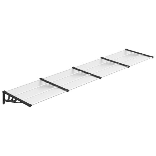  fekete és átlátszó polikarbonát ajtóelőtető 396 x 90 cm