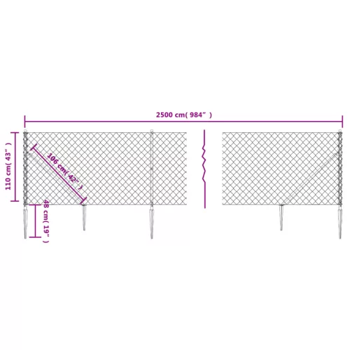 zöld drótkerítés cövekekkel 1,1 x 25 m