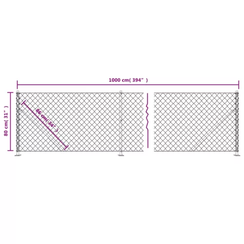  zöld drótkerítés illesztőperemmel 0,8 x 10 m