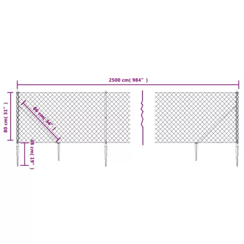  antracitszürke drótkerítés cövekekkel 0,8 x 25 m