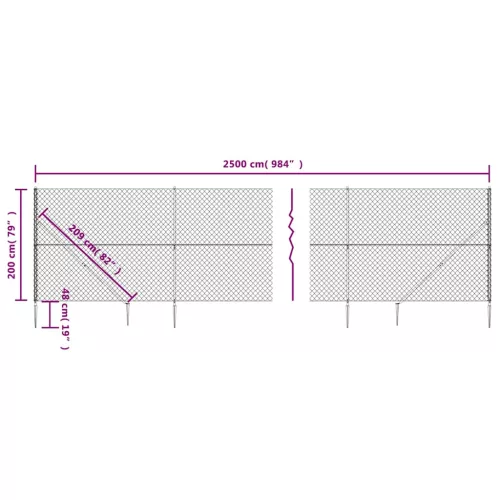  antracitszürke drótkerítés cövekekkel 2 x 25 m