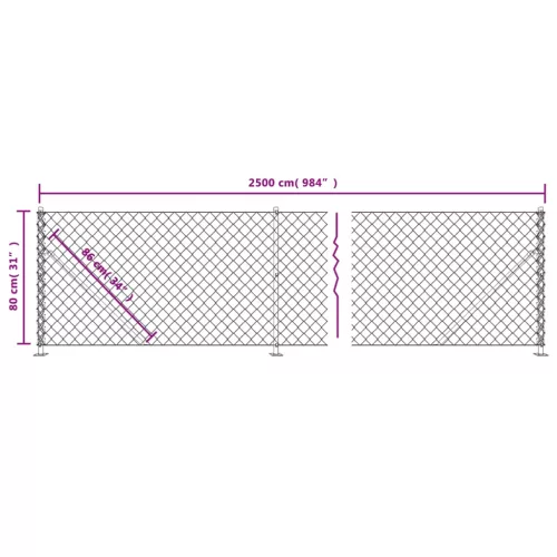  antracitszürke drótkerítés illesztőperemmel 0,8 x 25 m