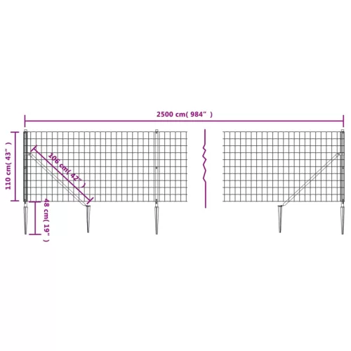  zöld dróthálós kerítés cövekekkel 1,1x25 m