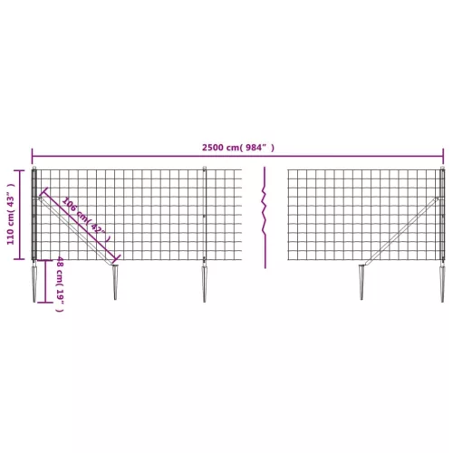  zöld dróthálós kerítés cövekekkel 1,1x25 m