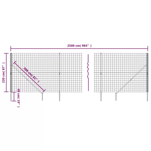  zöld dróthálós kerítés cövekekkel 2,2x25 m