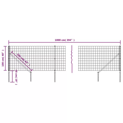  antracitszürke dróthálós kerítés cövekekkel 1x10 m