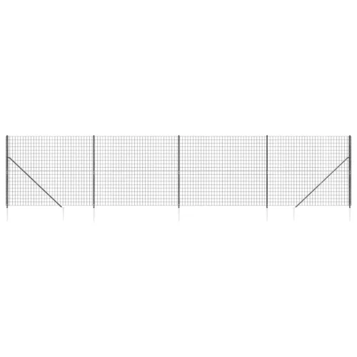  antracitszürke dróthálós kerítés cövekekkel 1,4x10 m