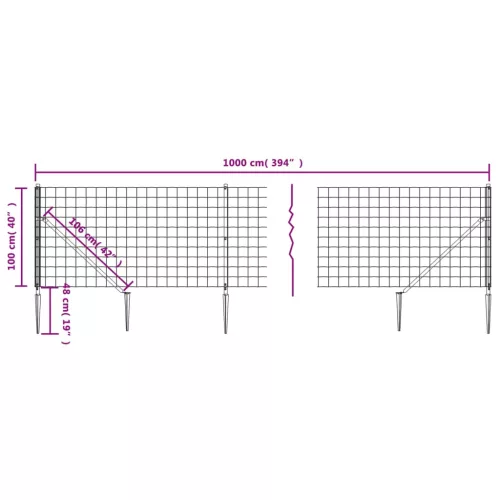  antracitszürke dróthálós kerítés cövekekkel 1x10 m