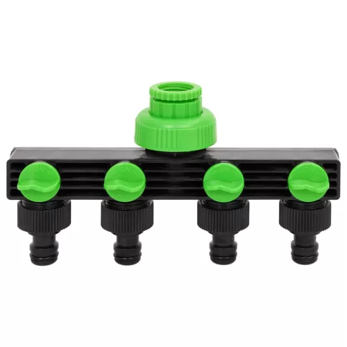  zöld és fekete ABS és PP 4-irányú csap adapter 19,5 x 6 x 11 cm