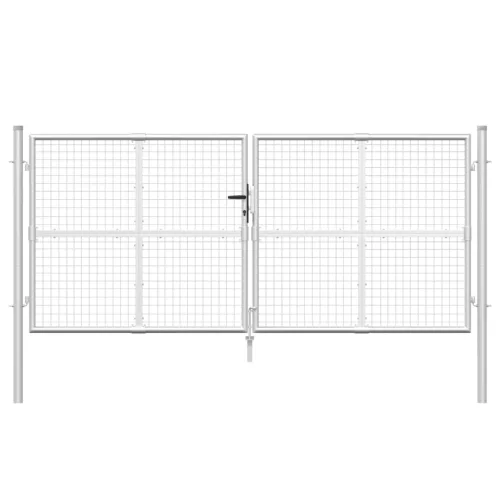  ezüst horganyzott acél hálós kertkapu 300 x 175 cm