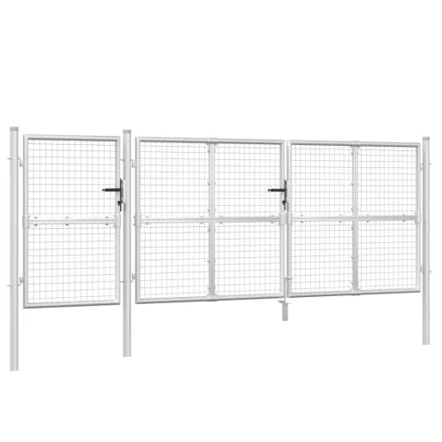  ezüst horganyzott acél hálós kertkapu 400 x 175 cm