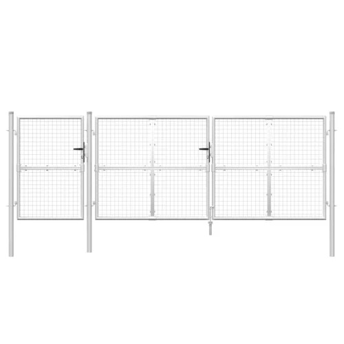  ezüst horganyzott acél hálós kertkapu 400 x 175 cm