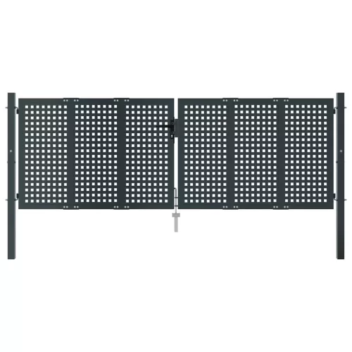  antracit színű acél kerti kapu 300 x 75 cm