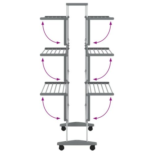  alumínium ruhaszárító állvány kerekekkel 89 x 64 x 129 cm