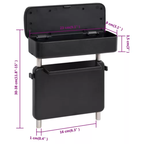  autó karfatartó univerzális fekete 23x8x(30-38) cm ABS