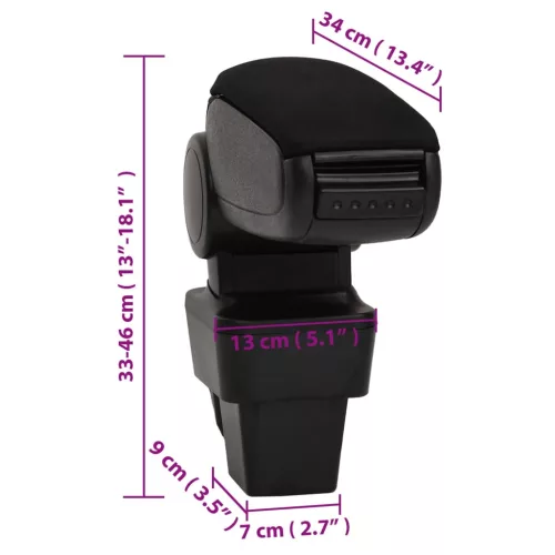  autó karfa fekete 13x34x(33-46) cm ABS