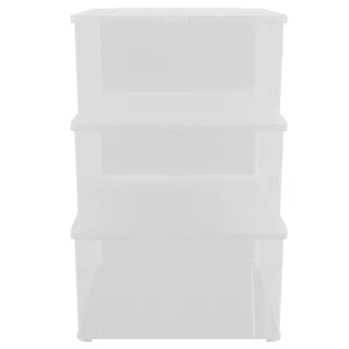  3 db műanyag rakásolható tárolódoboz 10 L