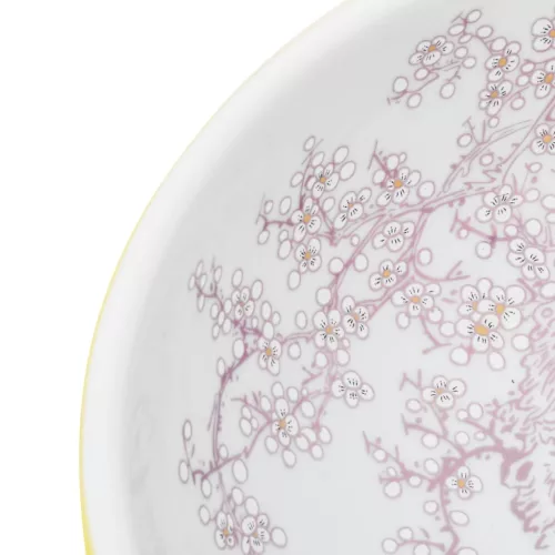  fehér és sárga kerámia kerek asztali mosdó Φ41 x 14 cm