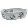  szürke és kék kerámia ovális asztali mosdó 47 x 33 x 13 cm