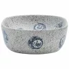  szürke és kék kerámia ovális asztali mosdó 47 x 33 x 13 cm